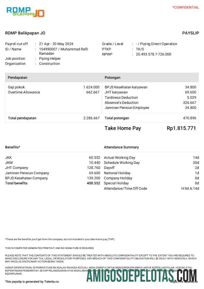 Para download Modelo de recibo de pagamento da empresa de construção RDMP Balikpapan JO em formatos Word e PDF.pdf, 1